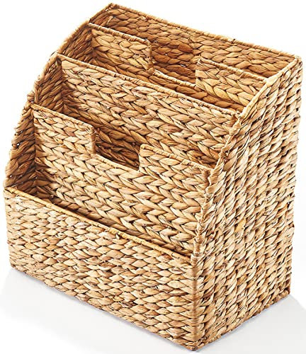 Kobolo Zeitungsständer STEP, 40x25x41 cm, braun, aus Wasserhyazinthe, stilvoller & nachhaltiger Magazinständer, Zeitungshalter für Zeitungen, Zeitschriften & Bücher, moderne Zeitschriftenaufbewahrung