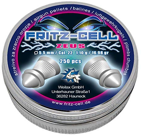 Fritz-Cell Diabolos 5,5 mm Jagddiabolos Rundkopf Zeus – 250 Stück