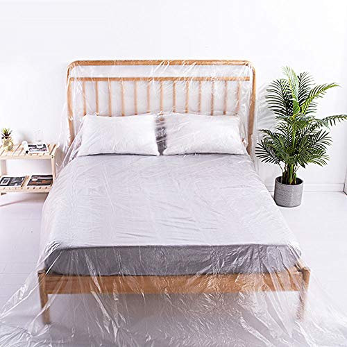 BUZIFU 2 * 3m Bâche De Protection Anti-poussière Imperméable Bâche en Plastique Transparente Épaisse Indéchirable Couverture Garde pour Sol Meubles Matelas Sapin De Noël Déménagement Rénovation