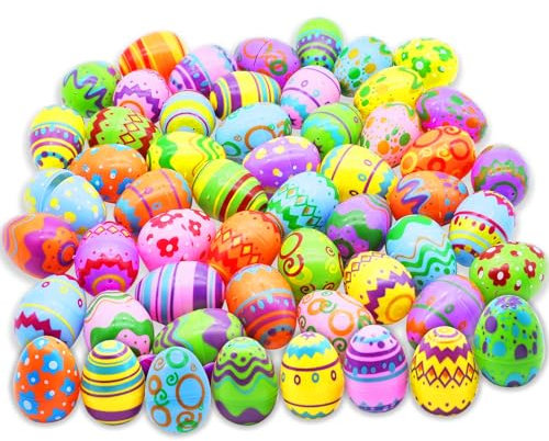 JOYIN 48 Stück 6cm Plastik helle Ostereier zum Befüllen für die Osterjagd, Füllstoffe für Korbfüller, Preisvorräte für Klassenzimmer, Füllungen, Party, Überraschungsgeschenk