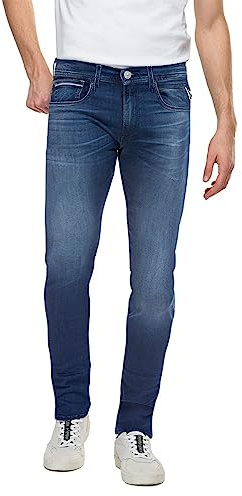 Replay Herrjeans Grover rak passform med stretch, Medium blå 009, 34W x 34L