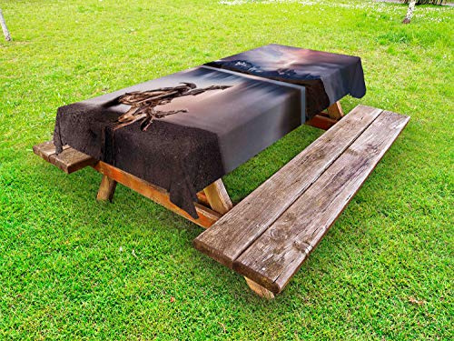 ABAKUHAUS Driftwood Tovaglia da Esterno, Riflessioni alla Montagna, Tovaglia da Picnic Lavabile Decorativa, 145 cm x 265 cm, Sequoia