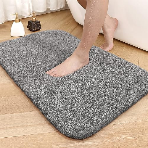 Color G Badezimmerteppich 40 x 60cm, rutschfest Badematte, Badvorleger rutschfest waschbar, Badteppich Saugfähig Flauschig, Badematten Badteppiche für Badezimmer Badewanne (Grau)
