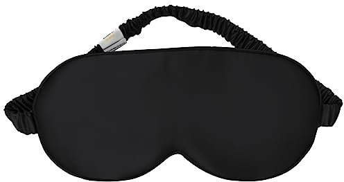 YUNCHI 100% Schlafmaske Seide Frauen Damen Herren Bequem Bio Satin Schlafbrille Silk Sleeping Eye Mask Augenmaske 19 Momme Reine Maulbeerseide Stoff Augenbinde Zum Schlafen (Schwarz)
