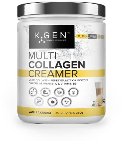 Multi Collagen Coffee Creamer Instant Bulletproof Coffee Collagen Creamer Coconut MCT & Vitamin C | Vanilla Flavor Gluten Free for Keto, Paleo, Skin, Hair, Nails & Immune Health
