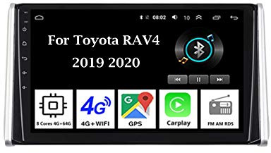 Android Car Radio Video Multimedia Player,9 Inch Touch Screen Radio For Toyota RAV4 2019 2020 8 Cores 4G+64G Plug And Play Car Accessories with Bluetooth And Navigation And Backup Camera