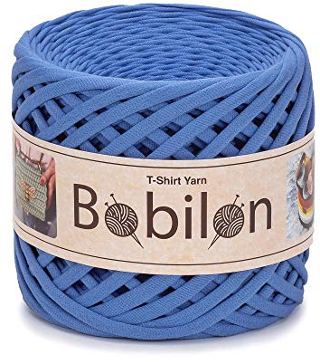T-Shirt Garn Fettuccini Zpagetti Style, 7-9mm Zum Häkeln, Strickgarn Ball, Bio T-Garn, Makramee, Bändchengarn 100% Baumwollstoff, Jerseygarn Kornblume | Knotenfreies Bändchengarn für Makramee, Weben & Wohndeko – Cornflower, ideal für Anfänger & Profis