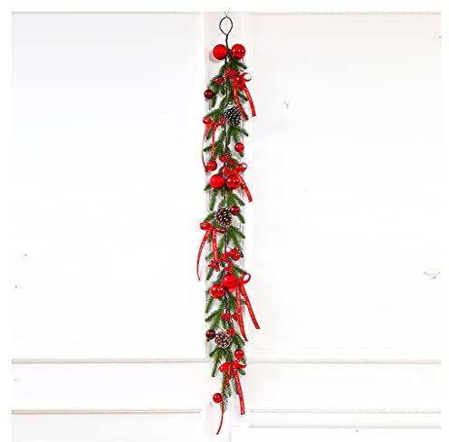 Weihnachtsgirlande 5 ft künstliche rote Berry-Girlande, Weihnachtsgirlande mit 1 Haken Kiefernkegelurlaub Weihnachtsdekoration for Kamin Tür Girlande