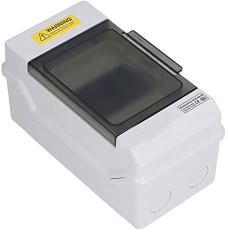 Distribution Protection Box, 8.07 x 4.13 x 3.94in IP66 Waterproof Transparent Cover Electrical Circuit Breaker Power Switch Controller 4 DIN Rail Outdoor Junction Box for Communication(4 Way)