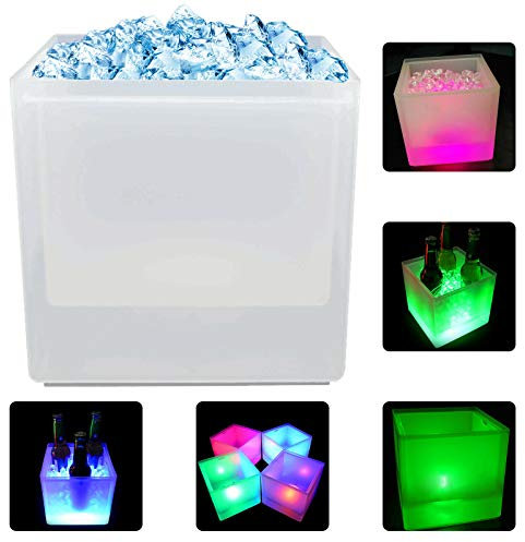 RibasuBB LED Ice Bucket, 3.5L Eiskübel mit Farbwechsel, LED-Kühler für Champagner Weine Getränke Bier für Karaoke-Party/Bar/Zuhause/Hochzeit
