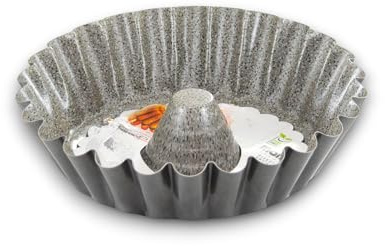 KORAT Stampo Da Forno In Alluminio Ruoto Forma Baba' Con Cono Centrale Ruoto Tradizionale per Casatiello Napoletano Dolce e Salato Rivestimento Effetto Pietra, Torta di Pasqua, Ruoto Dolci (28 cm)