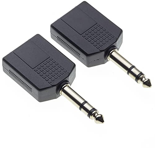 Keple 6,35-mm-Stereo-Klinkenstecker auf 2 x Doppel-6,35-mm-Stereo-Klinkenbuchse Splitter-Adapter Dual-Stereo 1/4 Y-Adapter, 2 Stück