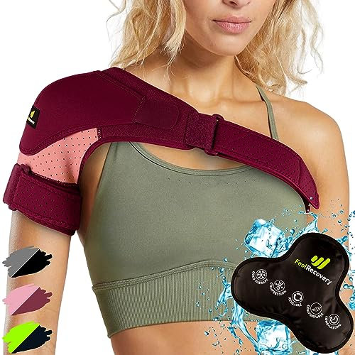 Feel Recovery Hombrera Deportiva Ajustable Hombre/Mujer - Soporte Ortopédico Tendinitis y Lesiones de Hombro con Bolsa Gel Frío y Calor - Hombrera Elástica Compresión Bilateral de Neopreno