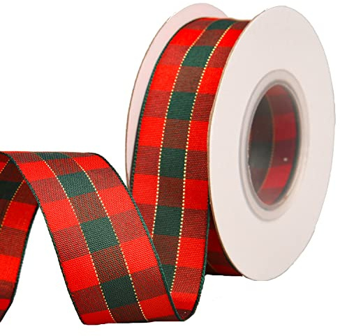 AOVNA Geschenkband, kariert, 9,1 m x 25 mm