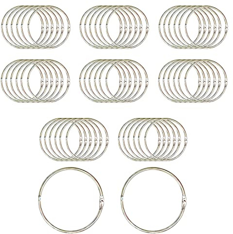 Bailinks 50 Stück Metall-Buchringe, 30 mm Innendurchmesser, lose Blätter, Schlüsselanhänger (Silber)