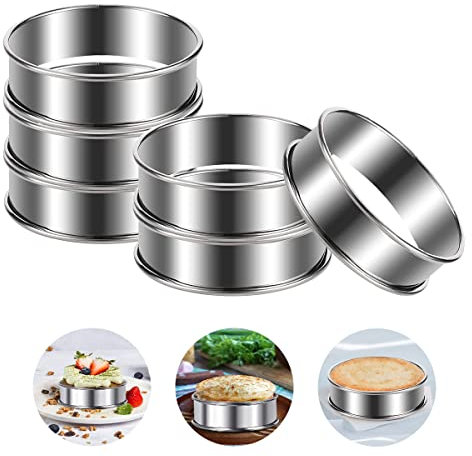 6 Pièces Cercle Tartelette, Cercle a Patisserie 8cm, Cercles et Cadres à Pâtisserie, Cercle a Tartelette, Moule a Pancake, Cercle Cuisine Inox pour Muffins Tartes Gâteaux Crumpets, pour la poêle