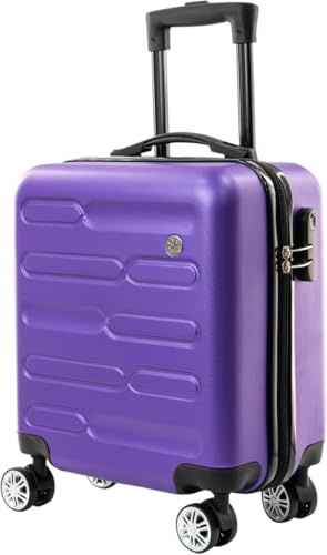 SA Products Purple Cabin Suitcase 45x36x20cm - Lightweight Hardshell Carry On Luggage with 4 Spinner Wheels, Telescopic Handle - Cabin Bag with Divider Pocket, Travel Case with Spacious Interior