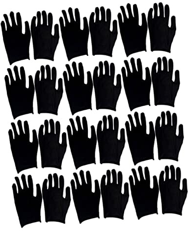 TOVINANNA Black Cotton Work Gloves 12 Pairs Reusable Breathable | Gardening Use, Washable Hand Protection, Lightweight Labor Supply for Industrial Tasks