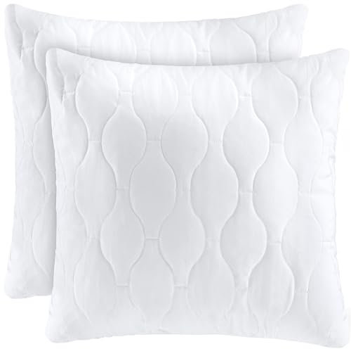 Utopia Bedding Kopfkissen 50x50 cm (2er Set), Gestepptes Kissen für Bett und als Dekokissen, Kissenfüllung, SofaKissen, Zierkissen für Couch (Weiß)