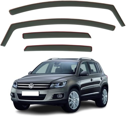 Set mit 4 Windabweisern, kompatibel mit Volkswagen Tiguan MK1 5-Türer SUV 2008 2009 2010 2011 2012 2013 2014 2015 Modelle.