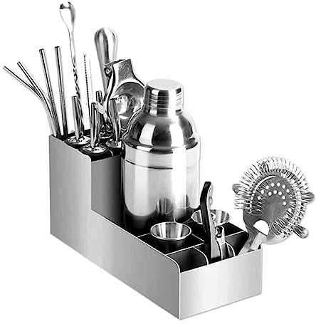 Ensemble de Cocktail Shaker, 18 Pcs Barman Kit en Acier Inoxydable Cocktail Shaker Set Bar Outils Ensemble pour Home Bars Ensembles d'accessoires de Bar