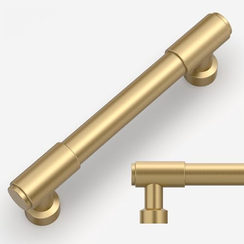 Amerdeco 10 Stück Möbelgriffe Champagner Gold Schrankgriffe Küchengriffe 96mm Lochabstand Schubladen Griffe Schubladengriffe Griffe für Küchenschränke Kleiderschrank UK0067