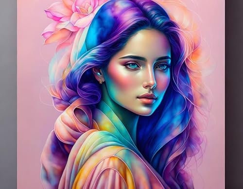ZHAOSHAN Leinwandbilder, Poster, 58 x 90 cm, ohne Rahmen, sehr einfache Skizze einer Frau mit hellem Pastellkreiden