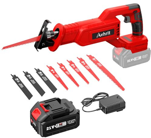 Sega a Gattuccio, Seghetto A Batteria 21V con batteria da 4000mAh, sega universale a batteria, 8 lame per seghetto senza attrezzi, 3000SPM sega elettrica reciproca per legno e metallo