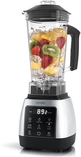 Arendo - Standmixer 2000 Watt mit Touchpanel - Hochleitungsmixer - 2L - 9 Geschwindigkeitsstufen – max. 24.000 U/min - Pulsfunktion – Timer – 5 Programme – Mixer mit Display – 6 Messer aus Edelstahl