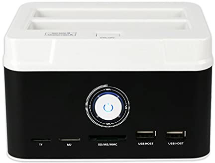 USB 3.0 to SATA Dual Slots Hard Drive Docking Station with USB 2.0 Hub and Card Reader for 2.5 3.5 Inch HDD SSD SATA
