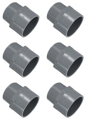 sourcing map 6 Pcs Union PVC Pipe Fitting 1.5 Male Adapter Thread Connector Pipe Sink Drain Adapters for Connecting Pipes, Grey