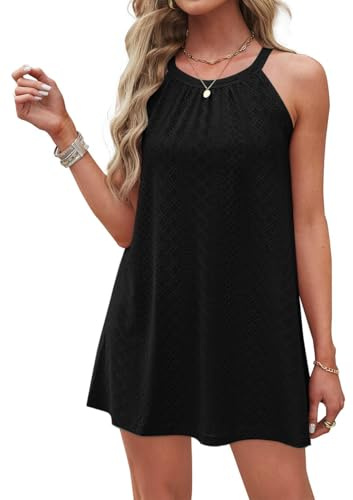 DUOEASE Robe ete Femme Halter 2025 Sexy Cache-Maillots Robe Femme Chic et Elegant Bretelles Spaghetti Noir - S