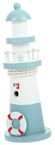 OSOLADY Holz Leuchtturm Ornament Mediterran Nautische Dekoration Für Zuhause Schreibtisch Regal Heimdekor Küstenmotiv Zimmer Декоration