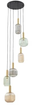 Lindby Pendelleuchte Doroteo (Retro, Vintage Antik) in Alu aus Glas (6 flammig E27) - Deckenlampe Esstischlampe Hängelampe Hängeleuchte Wohnzimmerleuchte