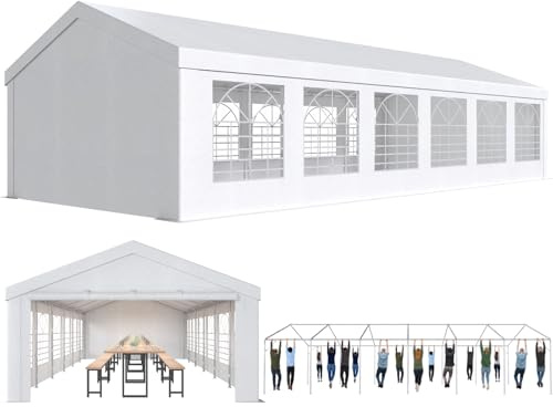 Devoko Tente de Reception 6x12,Barnum UV 50+,Tonnelle de Jardin Exterieur,Tonelle Tente pour Les Mariages, Les fêtes, Les rassemblements,Blanche
