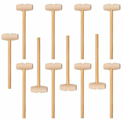 Wooden Hammers Mini Mallets Pounding Toy for Children Baby Wooden Crab Mallet Chocolate Seafood Harmer for Kids Boys Girls (12)