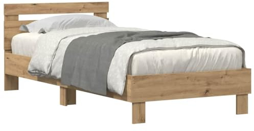 vidaXL Letto Moderno in Rovere Massello Singolo 90 X 200 cm Finitura qualità Montaggio Facile Mobili Eleganti per Camere da Letto Legno Durevole Design Chic Laccato