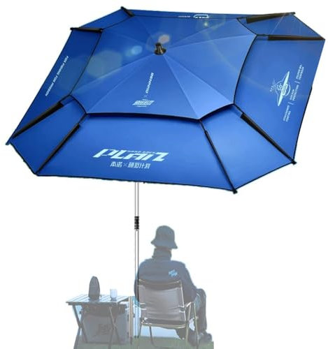 QSPNVFB Grande Paraguas De Pesca Antiviento Sombrilla De Playa Inclinación Protección UV Sombrilla De Mesa De Mercado Doble Techo Sombrilla De Terraza(2.2m(7ft))