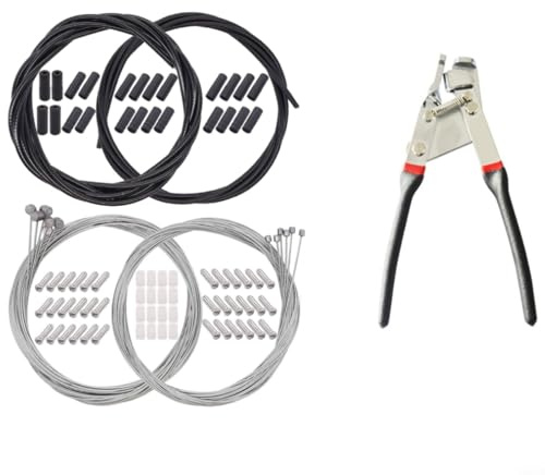 FUANA Alicates tensores de cable de bicicleta con freno y palanca de cambios, herramientas profesionales de reparación de ciclismo, acero al carbono (llave inglesa+kit de 6 unidades)