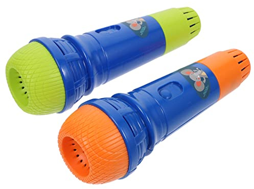 HANABASS Microfono Karaoke Giocattolo Musicale per Bambini, Set 2 Pezzi, Microfono Simulazione per Sviluppo Creativo, Feste di Compleanno e Attività Educative Colore Casuale