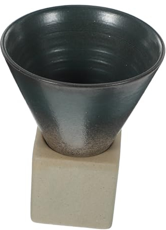 Didiseaon Ceramic Coffee Mug Retro Porcelain Latte Cup Black Cone-Shaped Espresso Cup Household Base for Home Use