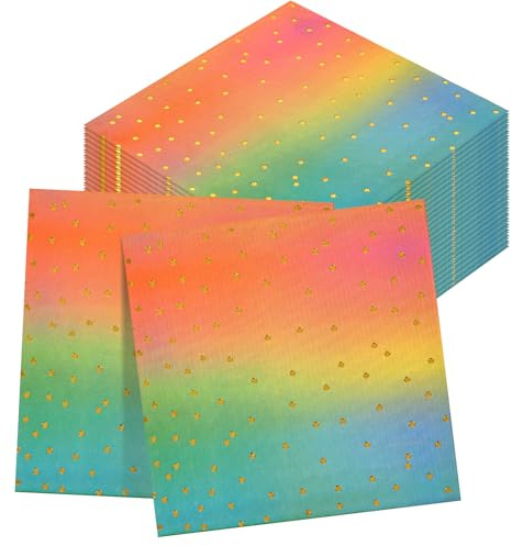 Solaverano 100 Pièces Serviettes, Serviettes En Papier Multicolores, Décoration de Table, pour Anniversaires Mariages Fête, Double Épaisseur 33 x 33 cm