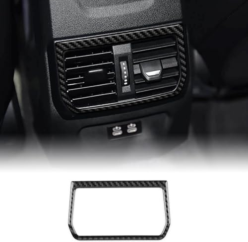 KUNGKIC for BMW 1 Series F40 / 2 Series F44 2020-2024 Accessories Carbon Fibre Interior Trim Car Rear Center Control Air Outlet Vent Frame Sticker Self-Adhesive Decal Cool Auto Parts RHD (Black)
