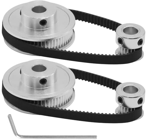 Ollanoos 2 Set GT2 Synchronrädern 20-60T-8B-6, 20 & 60 Zähne, 8mm Bohrung, Aluminium Synchronrad mit 2 Riemen, Länge 200 mm, Breite 6 mm (8mm)
