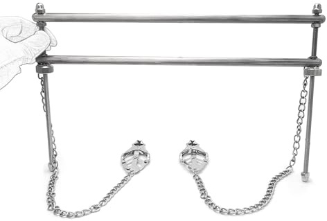 Pinze per capezzoli BDSM in acciaio inox regolabili con catena, accessorio SM per donna e coppia, controllo graduale della pressione per giochi sensoriali e dinamiche di dominazione