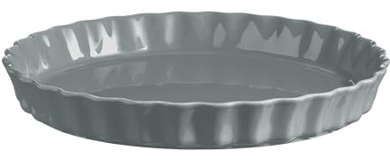 Emile Henry - Molde para tartas de 31 cm de diámetro, cerámica de alta resistencia, cocina homogénea y pastel dorado con corazón, color perla, fabricado en Francia