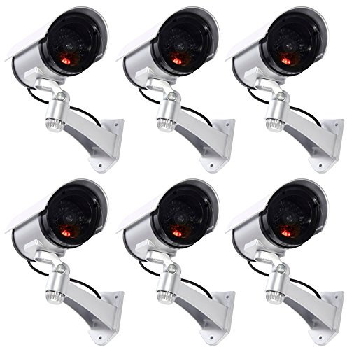 tempo di saldi 6 cámaras de vigilancia Falsas de Exterior con luz LED Intermitente infrarroja