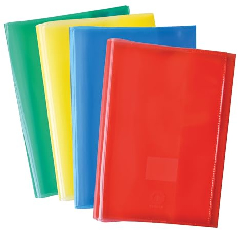 gimboo Hefthüllen Heftumschläge/ 25 Stück - 25er Packung/DIN A4/ Extra-Stark - 150 my aus PP/Farbmischung-Mix Transparent Klar/Kristallklar/Heftschoner für Schulhefte/Buchumschlag