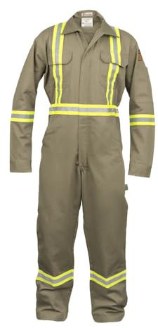 Flammenbeständiger Overall, hohe Sichtbarkeit, 88 % C/12 % N, CO881207FSFRH-1-KHXL, khaki, X-Large