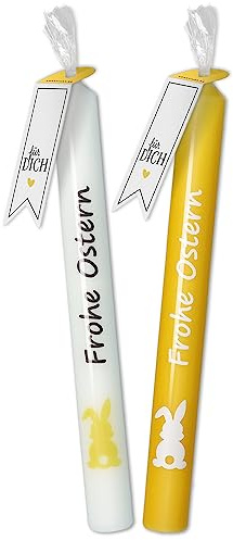 Goodtimes Kerzen-Set Gelb/Weiß Hasen Frohe Ostern
